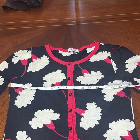 Moschino Cheap and Chic Collection Women's carnation intarsia Cardigan Sweater S - Picture 4 of 14